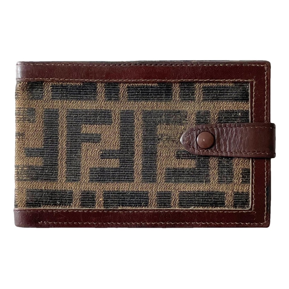 Fendi vintage brown monogram zucca canvas and leather bifold wallet